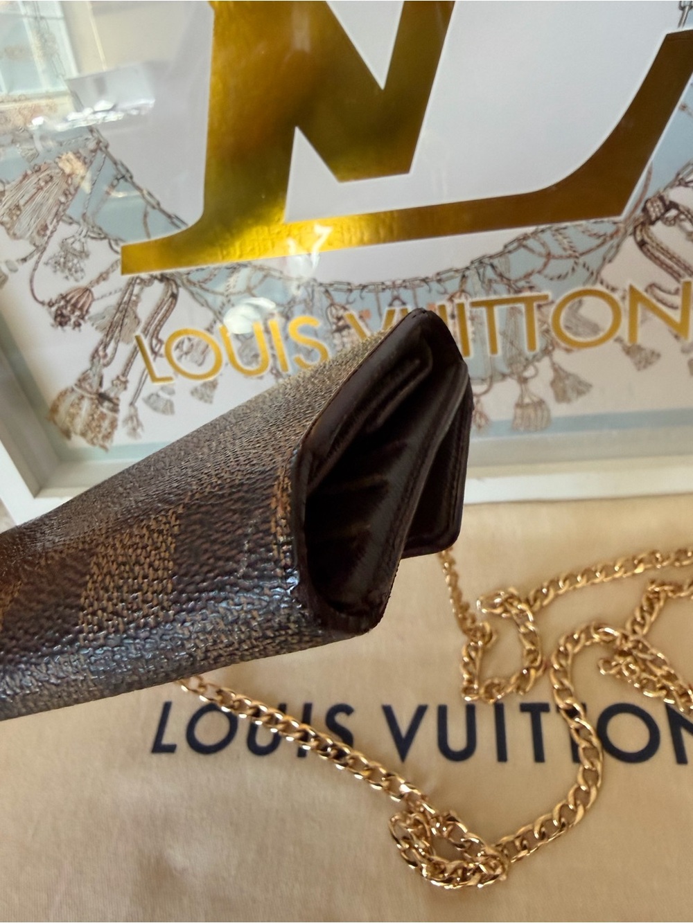 Louis Vuitton Damier Ebene Long Wallet on Chain - Picture 9 of 16